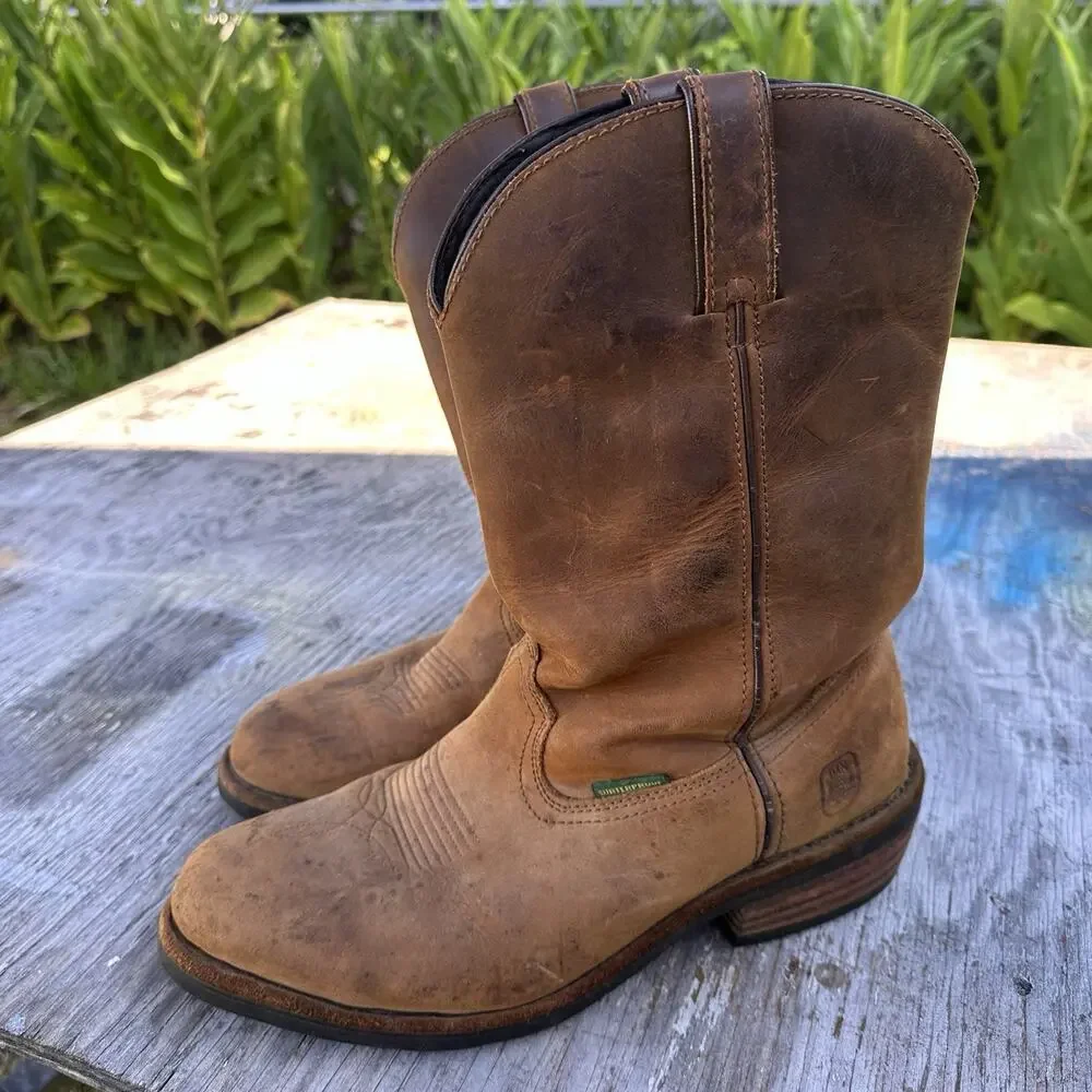 Dan Post Albuquerque Waterproof Tan Leather Western Work Boots Men’s 11.5D - 220